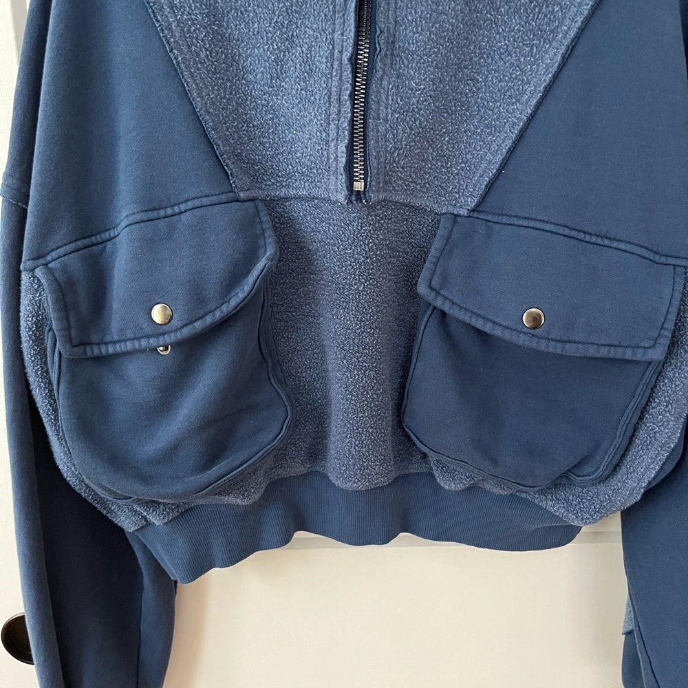 Free People Blue Half-Zip Sweatshirt - Picture 4 of 12